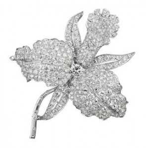Orchid brooch-1928, platinum and diamonds. Van Cleef and Arpels Collection.