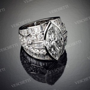 Emotion ring set with 6ct marquise-cut diaomnd with brilliant-cut diamonds.