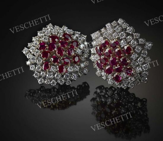 Red emotions earrings set with Burmese rubies and brilliant-cut diamonds