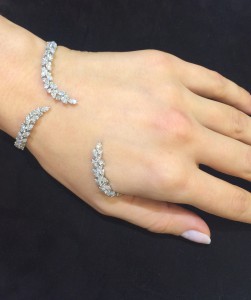 Never Beyond bracelet set in white gold with marquise cut diamonds from Y-Couture collection, YEPREM Jewellery