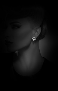 Moonflower earrings set in white gold with diamonds from Y-Conic collection, YEPREM Jewellery