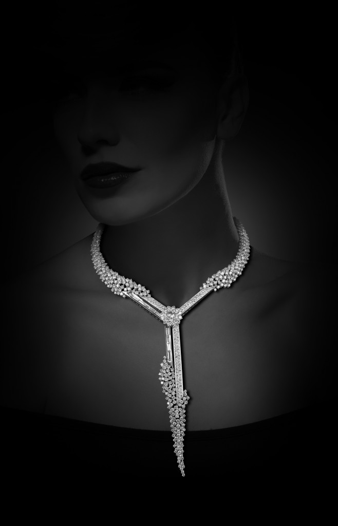 Y necklace set in white gold with diamonds from Y-Conic collection, YEPREM Jewellery