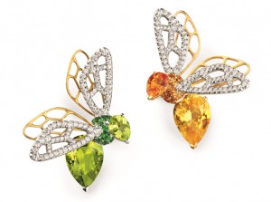 Bees from new High Jewellery collection adorned with mandarin and hessonite garnets, opal, tourmalines, peridots, topazes, yellow sapphires, green beryls, diamonds, Chaumet
