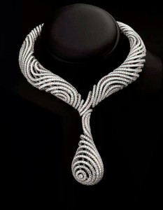 Optical necklace set in white gold with diamonds, Palmiero Jewellery Design