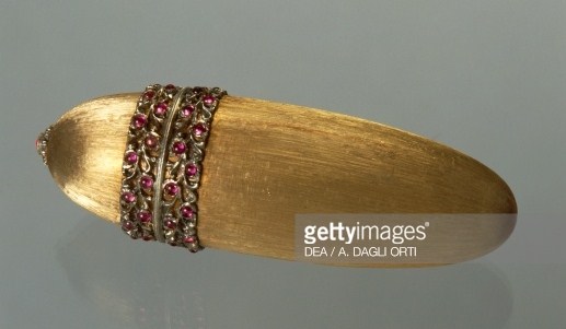 Lined yellow gold lipstick case with white gold applique', 1950s, Mario Buccellati