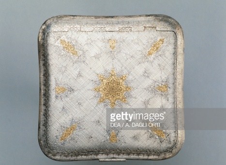 Damascened silver and gold make-up case 1950s, Mario Buccellati