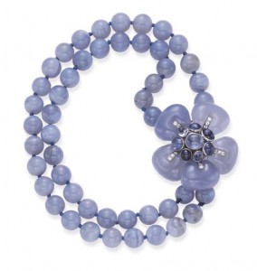 Chalcedony bead and sapphire necklace, Suzanne Belperron.