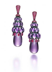 Melody of colors earrings with amethysts and rubies, De Grisogono