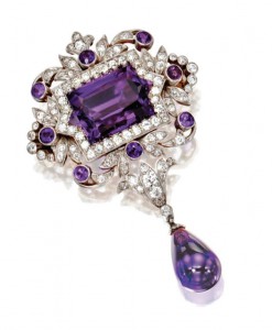 Brooch in platinum with amethysts and diamonds, Tiffany , 1900