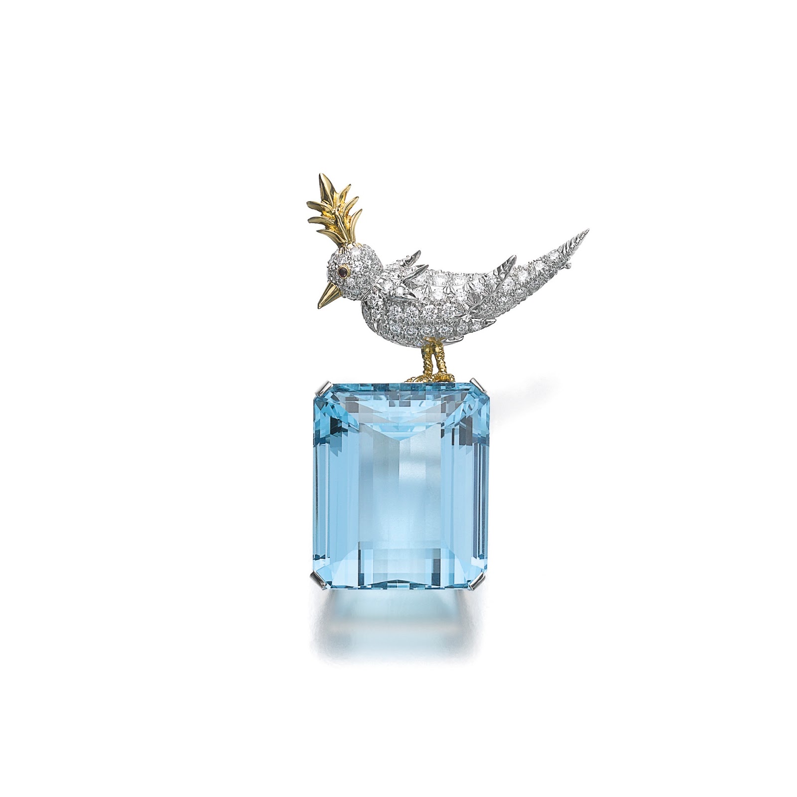 Bird on a Rock brooch with aquamarine and diamonds, by Jean Schlumberger for Tiffany