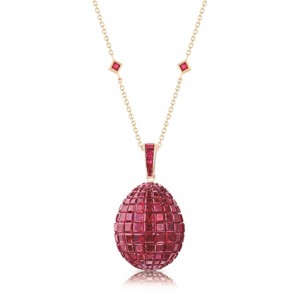 Mosaic ruby pendant egg, Faberge'