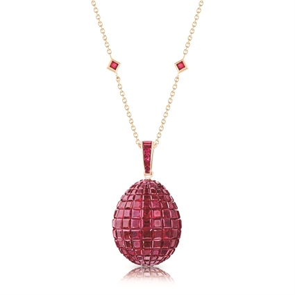 Mosaic ruby pendant egg, Faberge'