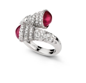 Ring in with gold with rubies and diamonds, Verdi Gioielli