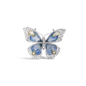 Butterfly brooch featuring resin, diamonds on titanium, Busatti Milano